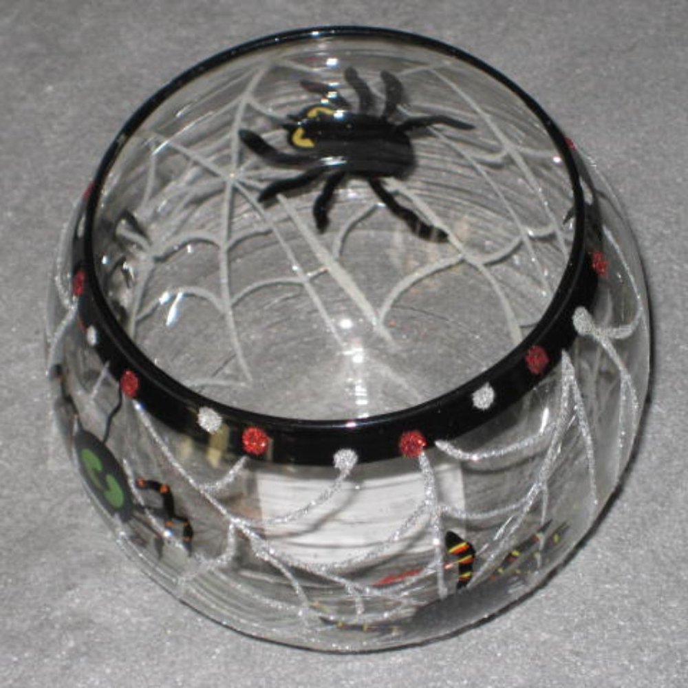 NEW Vintage Halloween Candleholder Spiders by Midwest CBK 2003 Glass Globe NOS